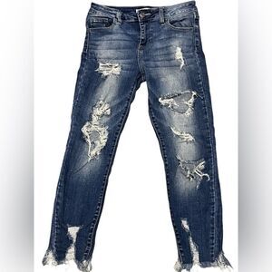 Cello Women’s Distressed Jeans Cropped Blue Denim Size‎ 5/ 27